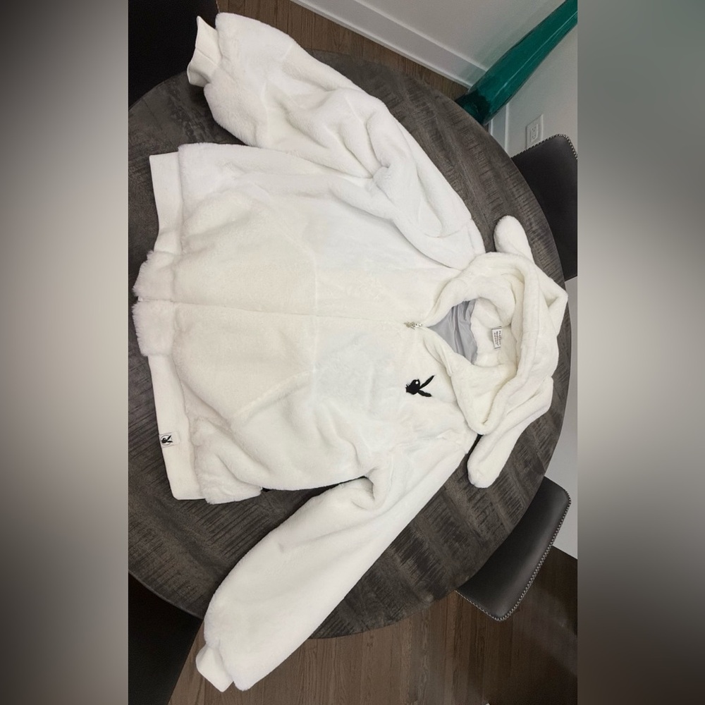 PLAYBOY White Zip-Up Sweater with Black Bunny Applique/LIMITED EDITION - Picture 8 of 8
